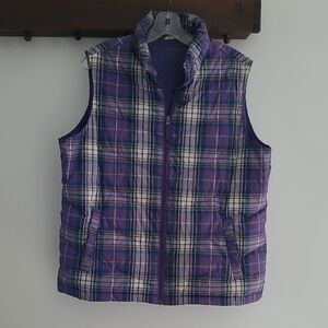 Lands' End Purple Plaid Vest